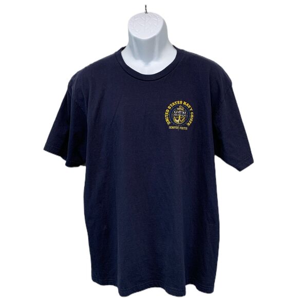 U.S. Navy T Shirt Size 2XL  United States Chief USA Navy Blue USN Semper Fortis - Picture 2 of 10